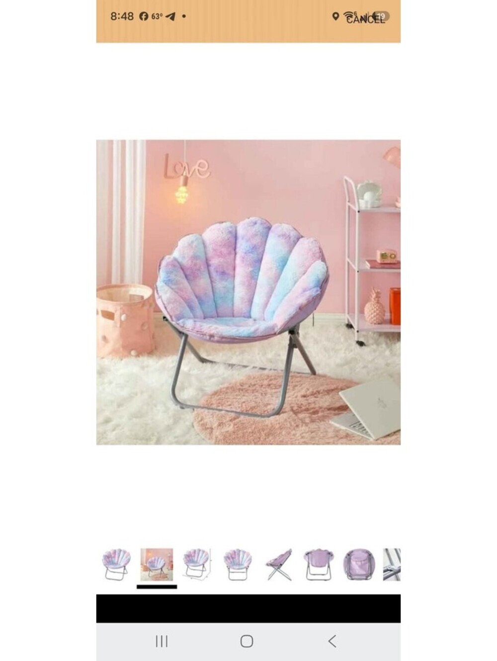 Urban Lifestyle Saucer Chair Purple Tie Dye Plush Folding Chair